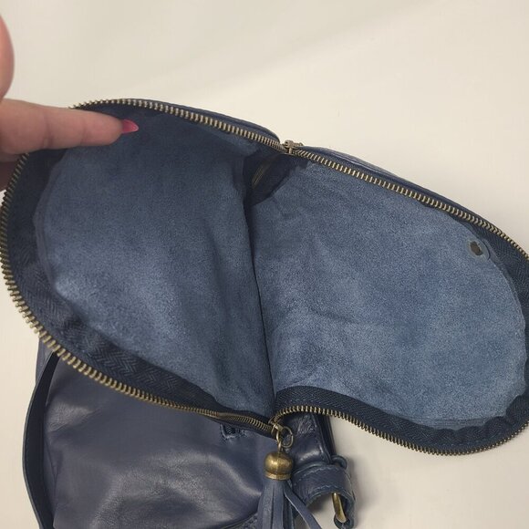 Vintage Vera Pelle Italian Leather Crossbody Handbag Navy‎ Blue Messenger - Picture 7 of 7